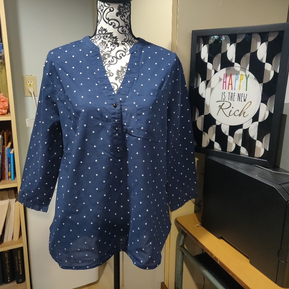 EUC Per Se Button Up Polka Dot  Shirt